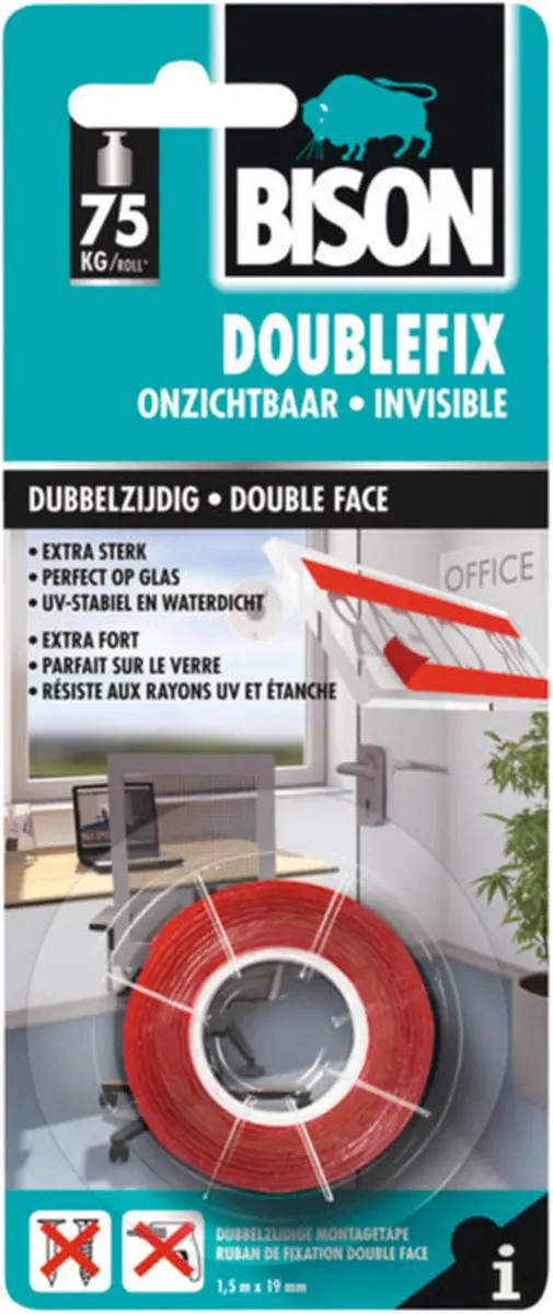 Bison Doublefix Montagetape 1,5m x 19mm