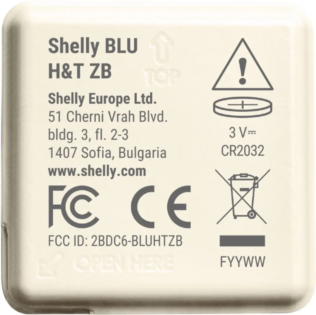 Shelly BLU H&T ZB Temperatuur/Vochtigheidssensor - Ivoor