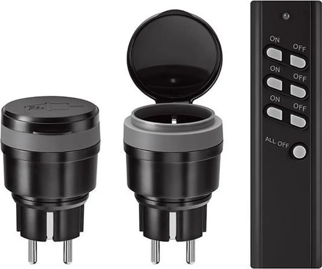 KlikAanKlikUit Draadloze Buitenstekker Set 2x - 3500W - Zwart