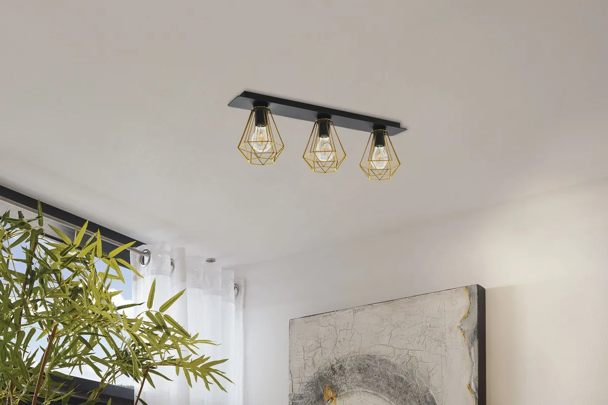 Eglo Tarbes 2 Plafondlamp 77cm - Zwart/Goud