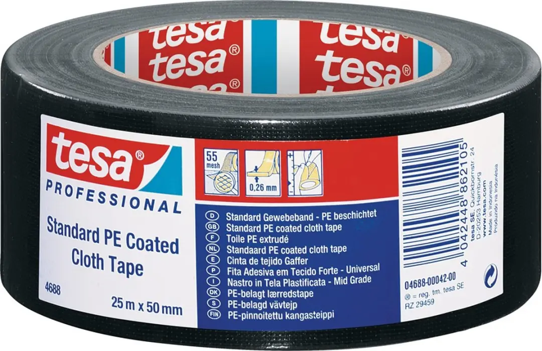 Tesa Textieltape 04688 - Zwart - 50mm x 50m