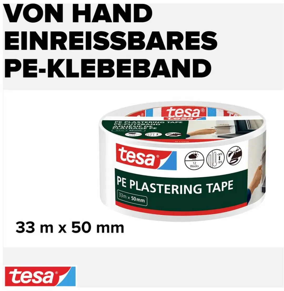 Tesa PVC Putzband 55486-00000-00 Geel 33m x 50mm