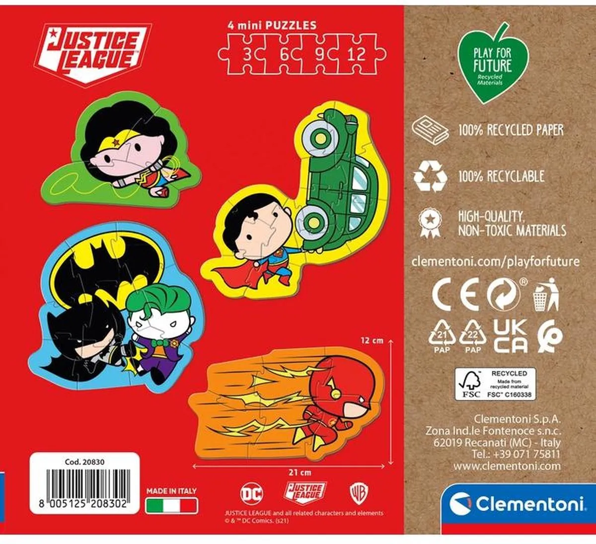 Clementoni DC Comics Justice Kinderpuzzel - 4 Stuks - Meerkleurig