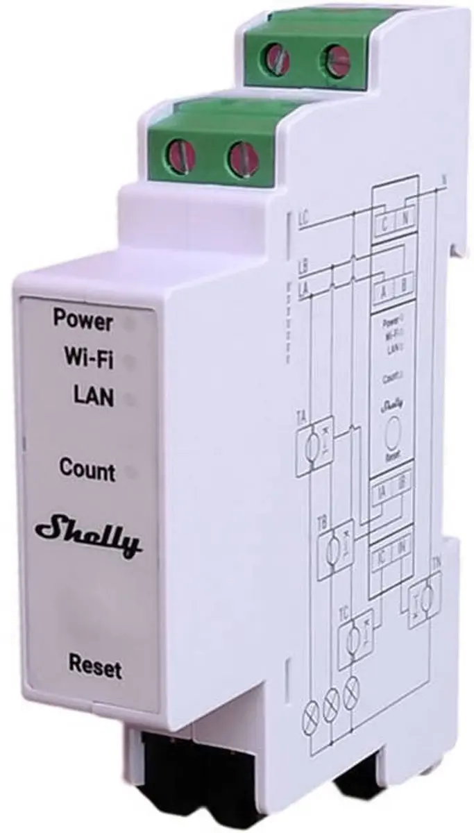 Shelly Energiemeter 2-Weg Pro 3EM 400A - Transparent