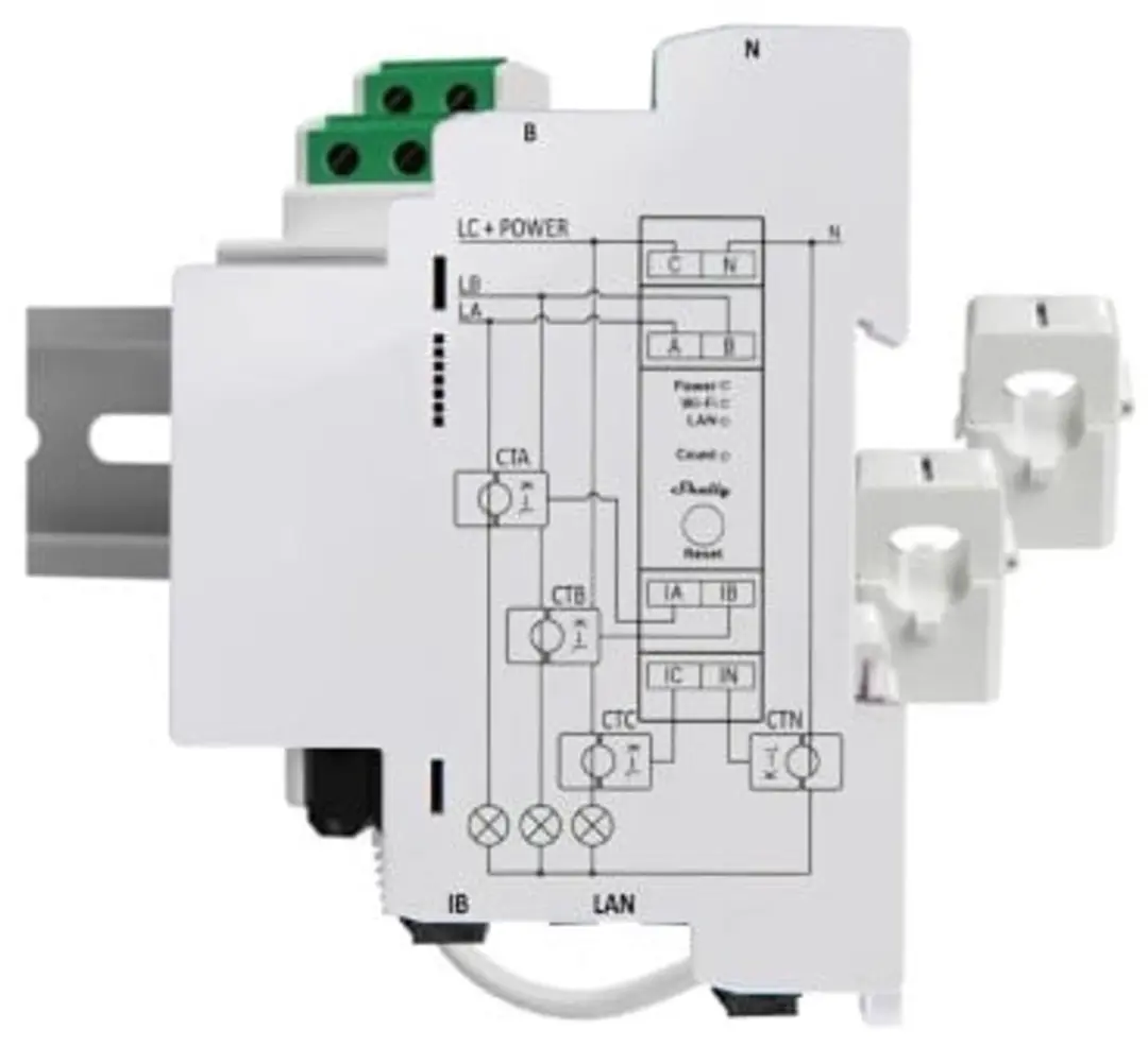 Shelly Energiemeter 2-Weg Pro 3EM 400A - Transparent