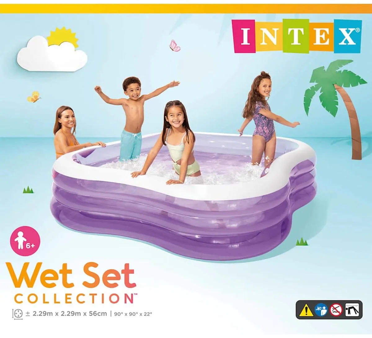 Intex Beach Wave Swim Center 57495NP Opblaaszwembad - 229cm Paars/Wit - afbeelding 5 van 6