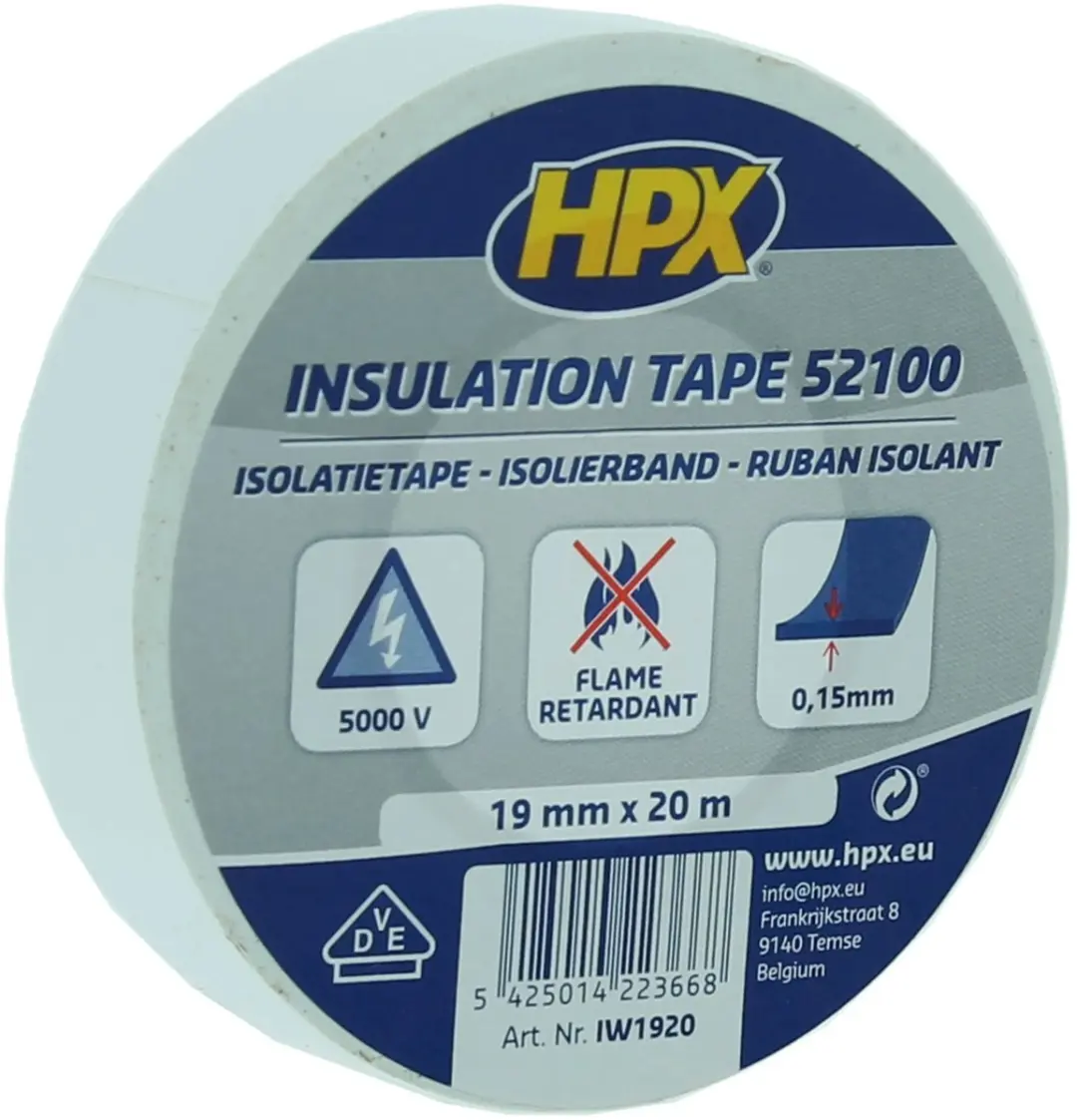HPX Isolatietape PVC 19mm x 20m - Wit