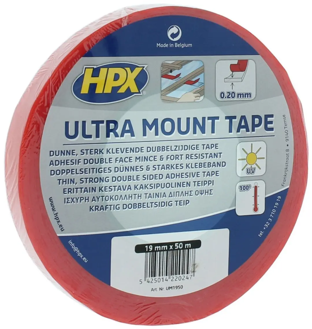 HPX Ultra Mount Bevestigingstape 19mm x 50m - Transparant
