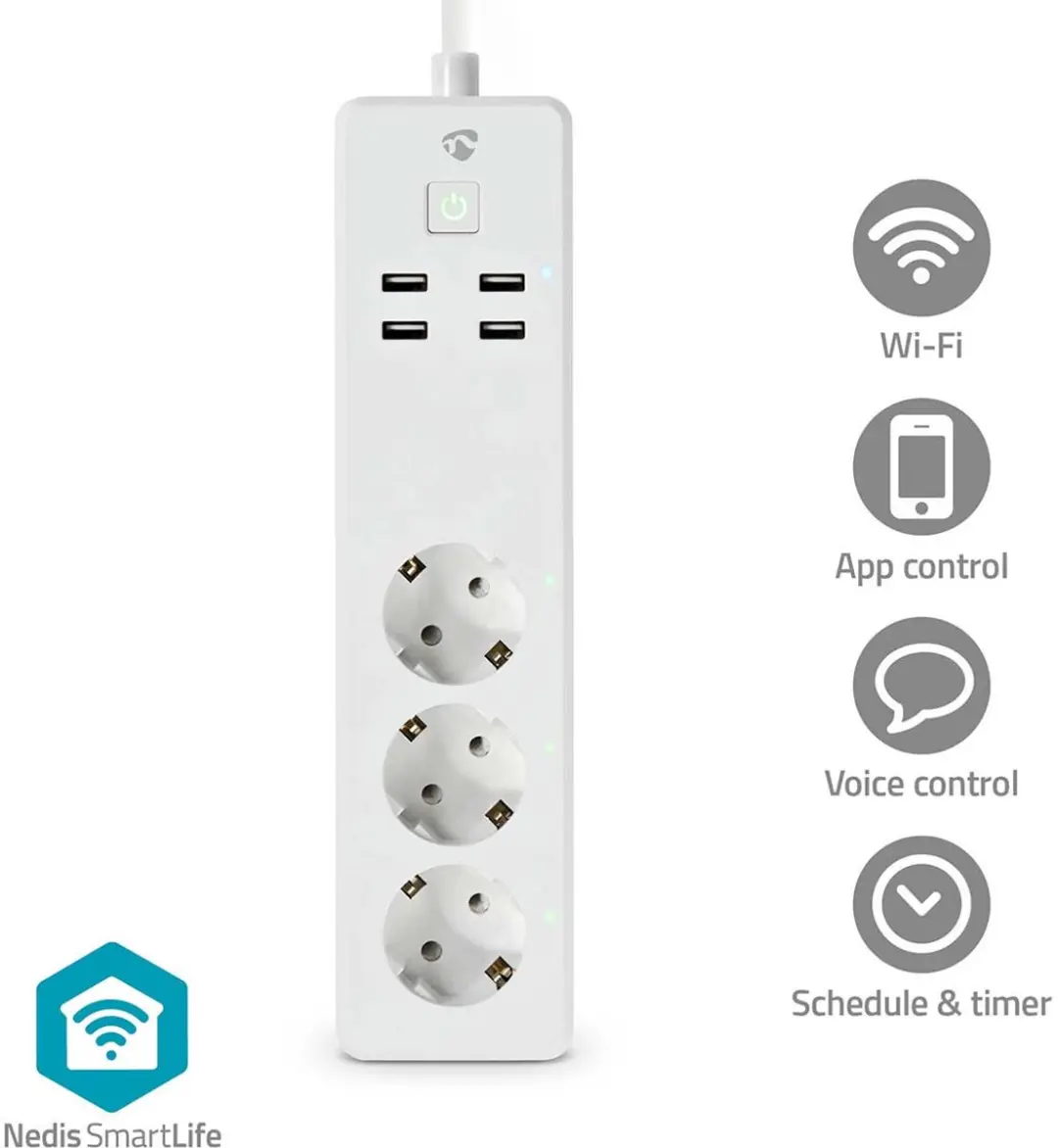 Nedis SmartLife Wi-Fi Stekkerdoos 16A