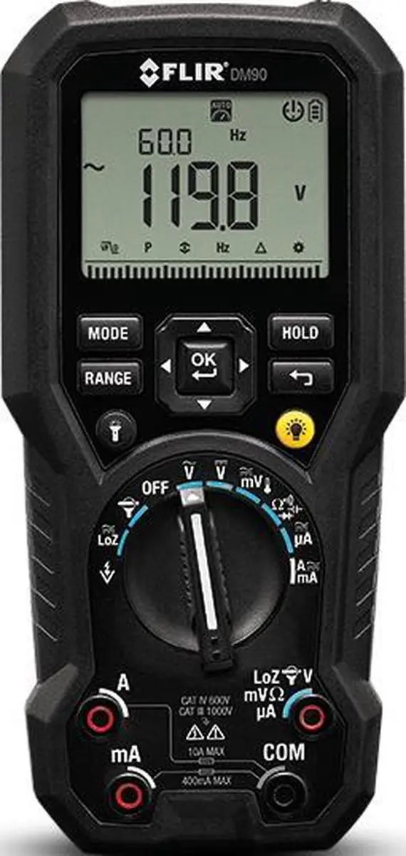 FLIR DM90 TRMS Multimeter - Temperatuurmeting - Zwart
