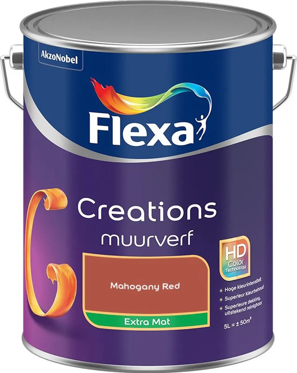 Flexa Creations Muurverf Extra Mat Mahogany Red 5L