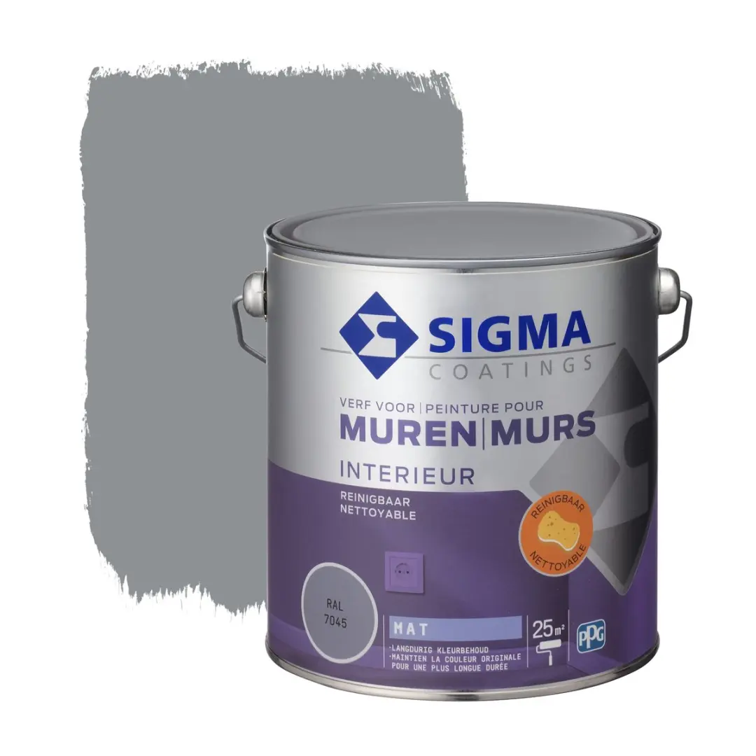 Sigma Muurverf Reinigbaar RAL 7045 2,5L