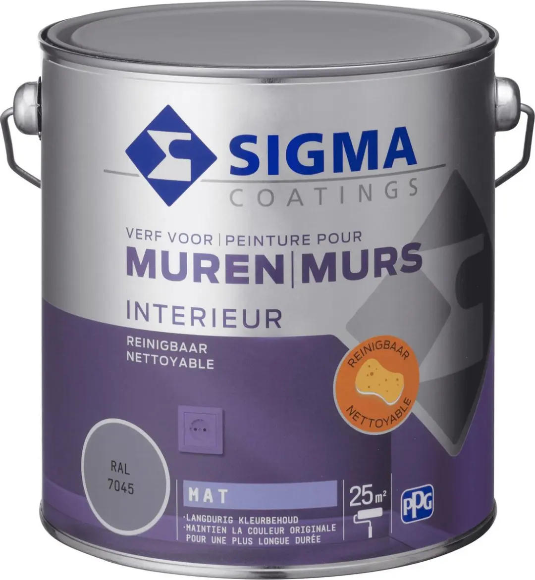 Sigma Muurverf Reinigbaar RAL 7045 2,5L