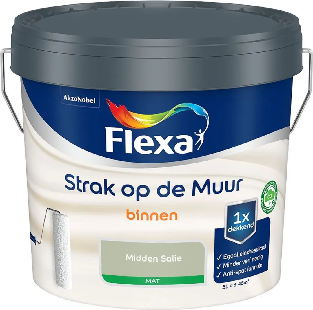 Flexa Strak Op De Muur Binnenmat Midden Salie 5L