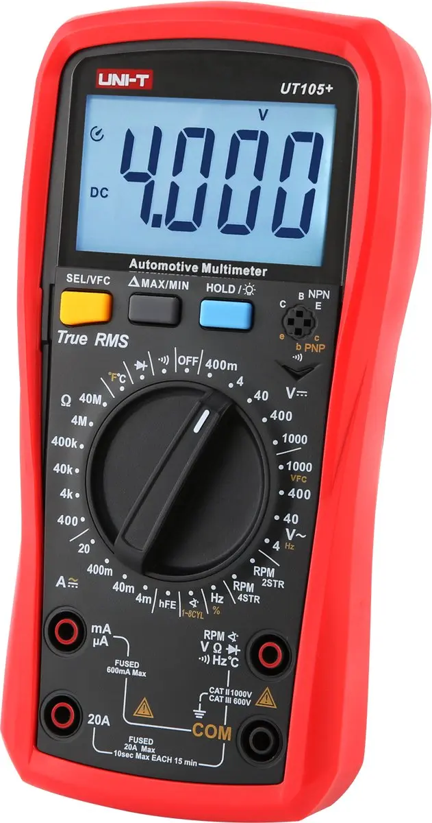 UNI-T UT105+ Multimeter - 1000V - 348g - Rood/Grijs - afbeelding 6 van 6