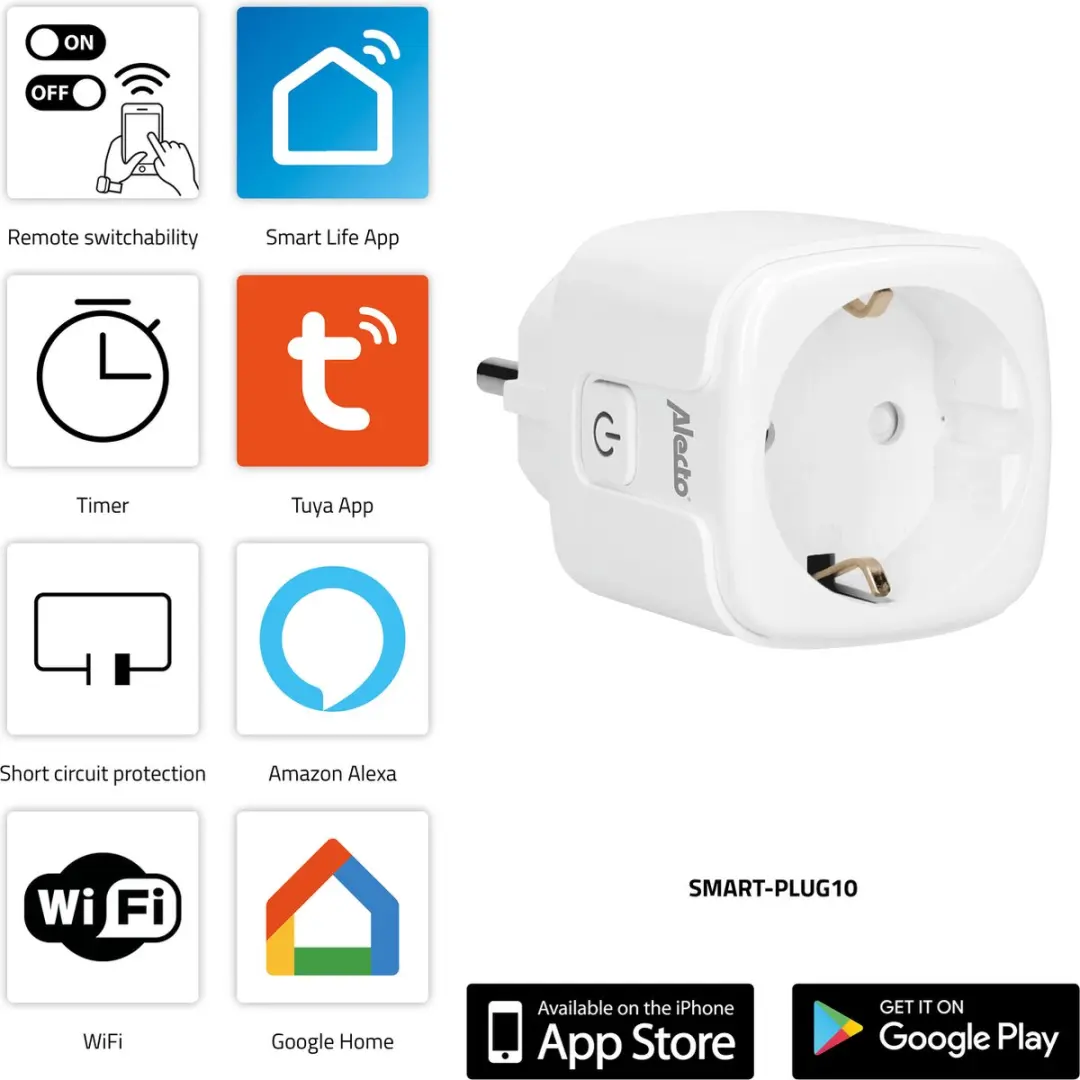 Alecto SMART-PLUG20 Triple Wifi Tussenstekker 16A - 3 Stuks