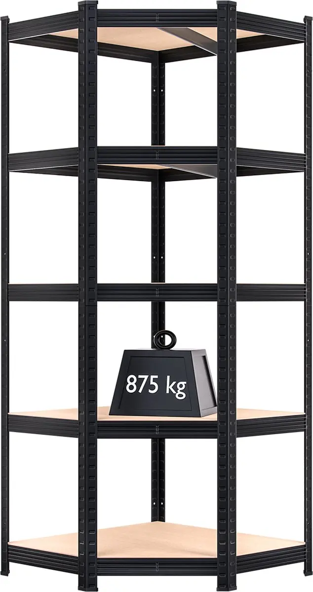 Monzana Stellingkast 180x70x40cm - 5 Schappen - Zwart
