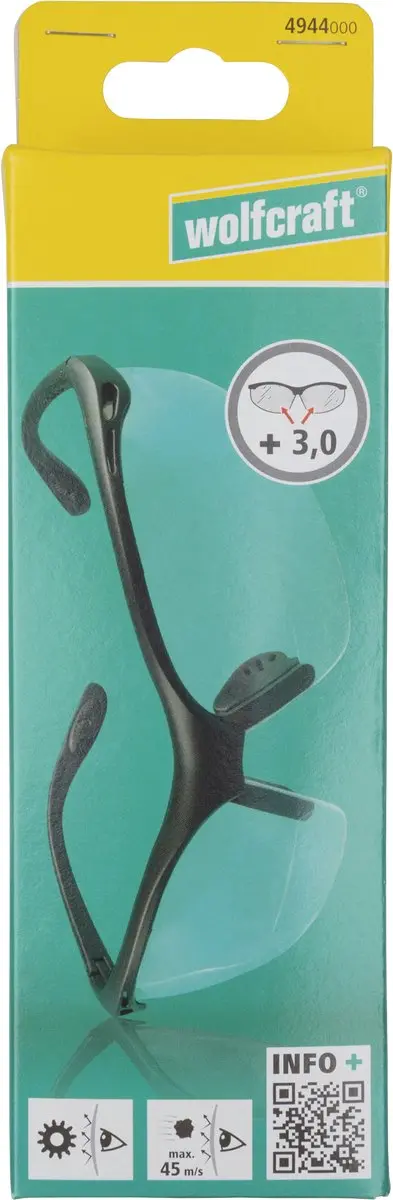 Wolfcraft Veiligheidsbril +3,0 - Zwart