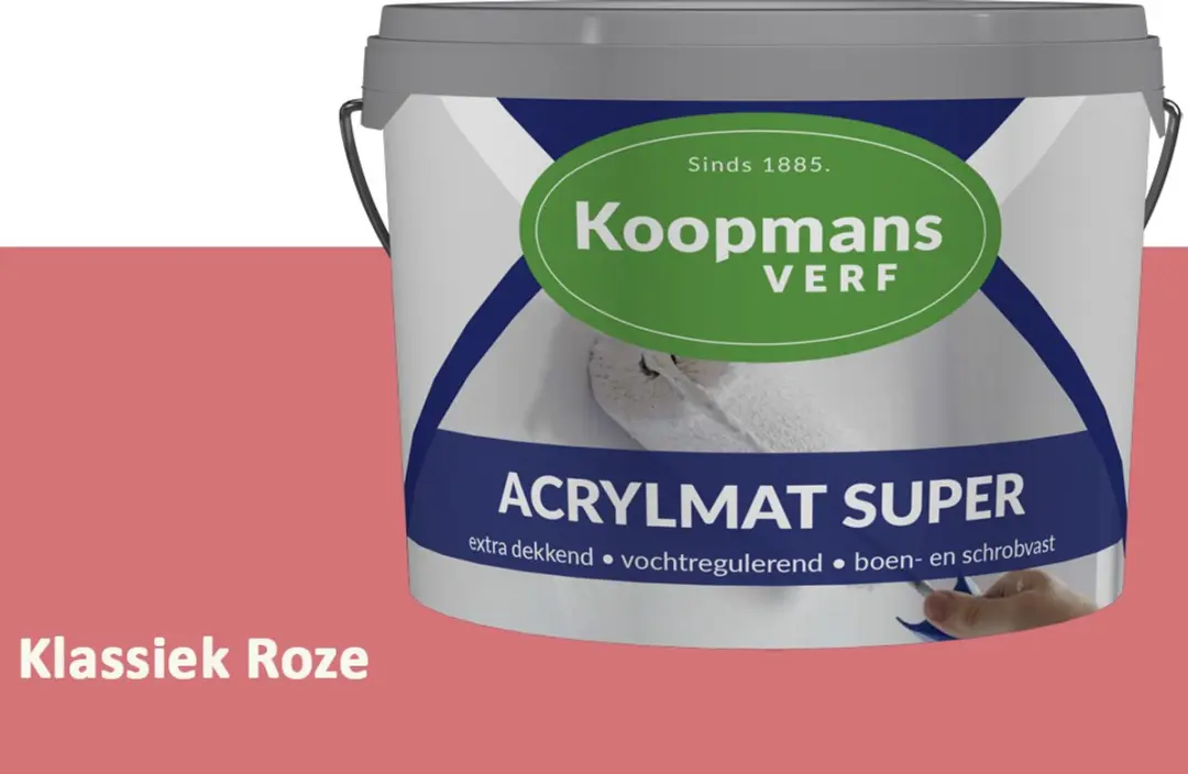Koopmans Acrylmat Super Matte Muurverf 1L - Klassiek Roze