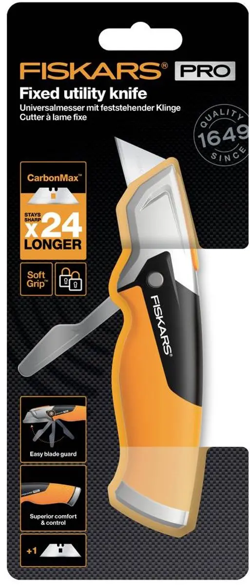 Fiskars CarbonMax Universeel Mes - Vast Lemmet