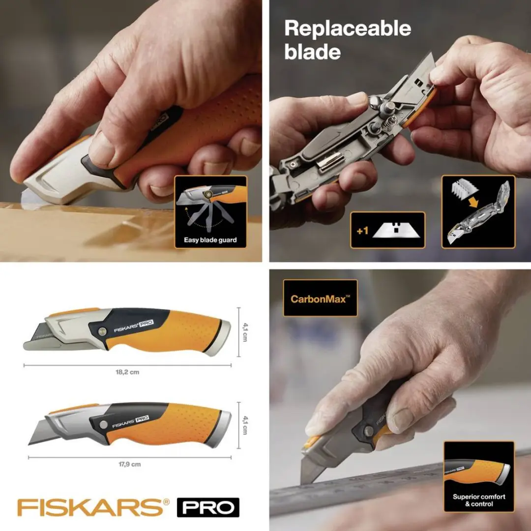 Fiskars CarbonMax Universeel Mes - Vast Lemmet