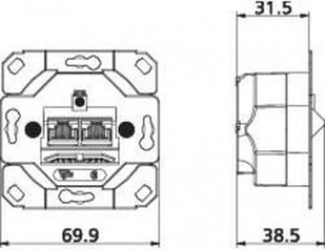 Metz Connect Netwerkdoos Inbouw CAT6 2 Poorten - Aluminium