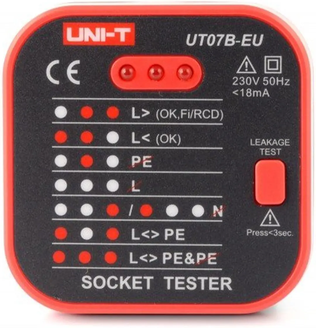 UNI-T UT-07B-EU Elektrische Stopcontacttester - RCD Testfunctie