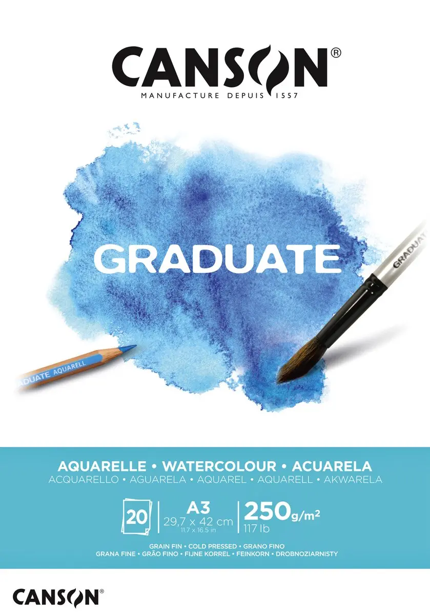 Canson Aquarelpapier Graduate 250g A3 Wit