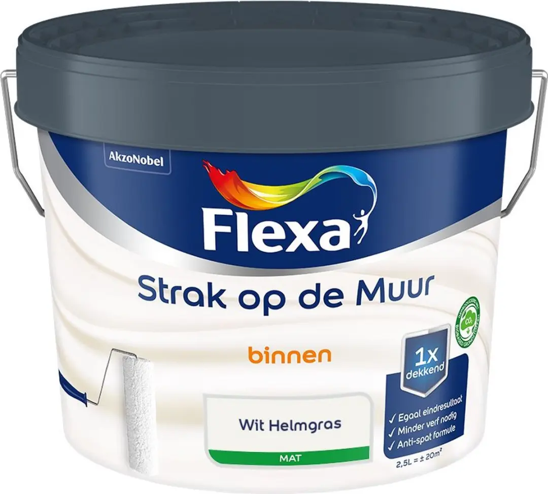 Flexa Strak Op De Muur Binnenmat Wit Helmgras 2,5L