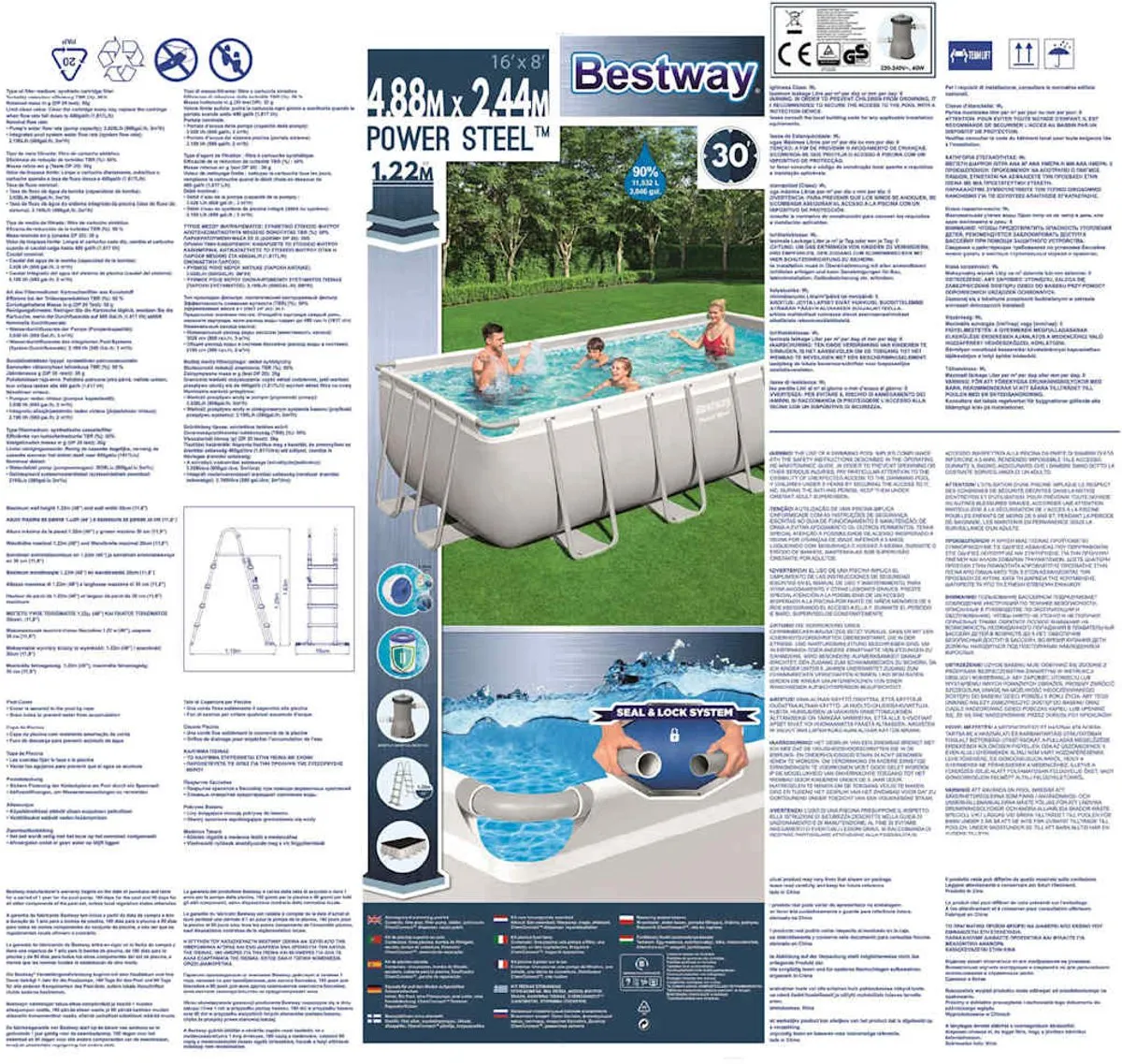Bestway Power Steel Zwembadset 488x244x122cm - 11.532L - afbeelding 6 van 6