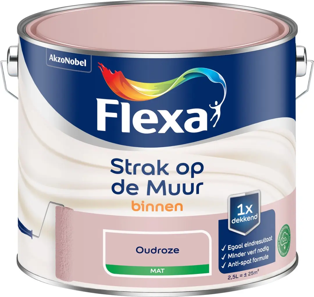 Flexa Strak Op De Muur Binnenmat Oudroze 2,5L