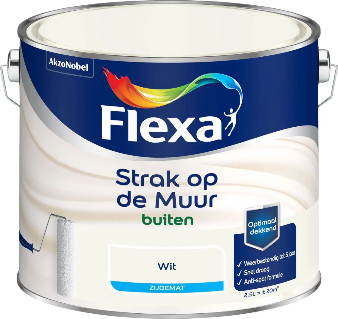 Flexa Strak Op De Muur Buiten Zijdemat Wit 2,5L