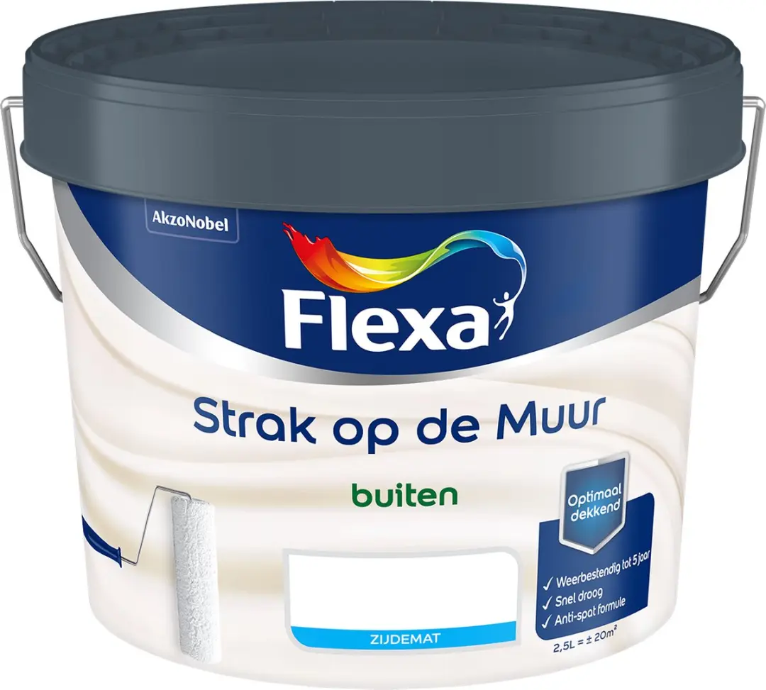 Flexa Strak Op De Muur Buiten Zijdemat Wit 2,5L