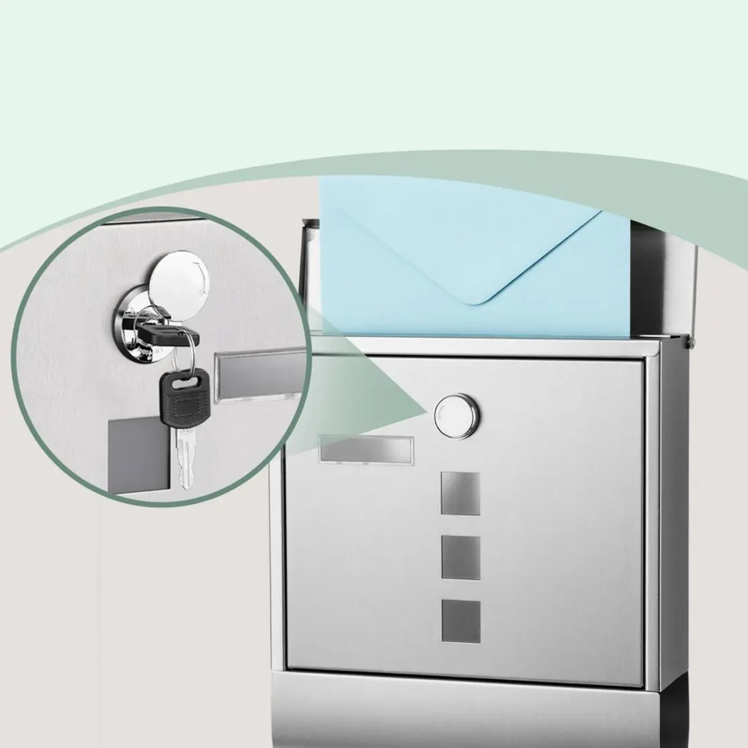 Songmics Brievenbus met Krantenhouder - Zilver