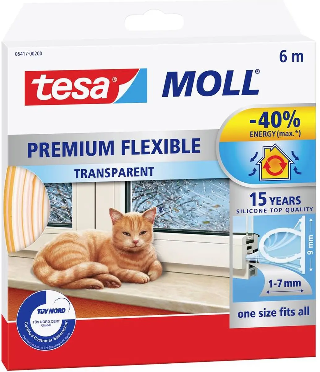 Tesa Moll Superflex Silicone 9mm x 6m - Transparant