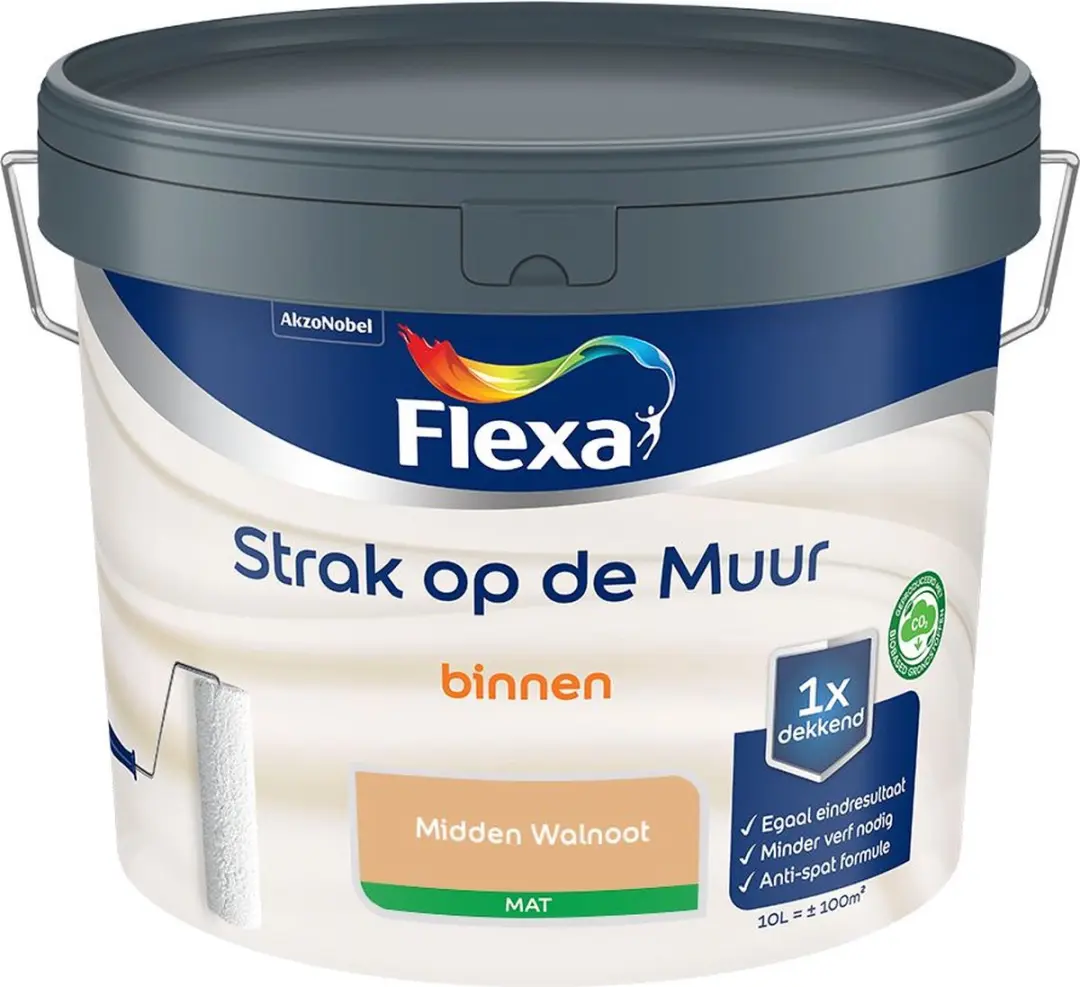 Flexa Strak Op De Muur Binnenverf Midden Walnoot 10L