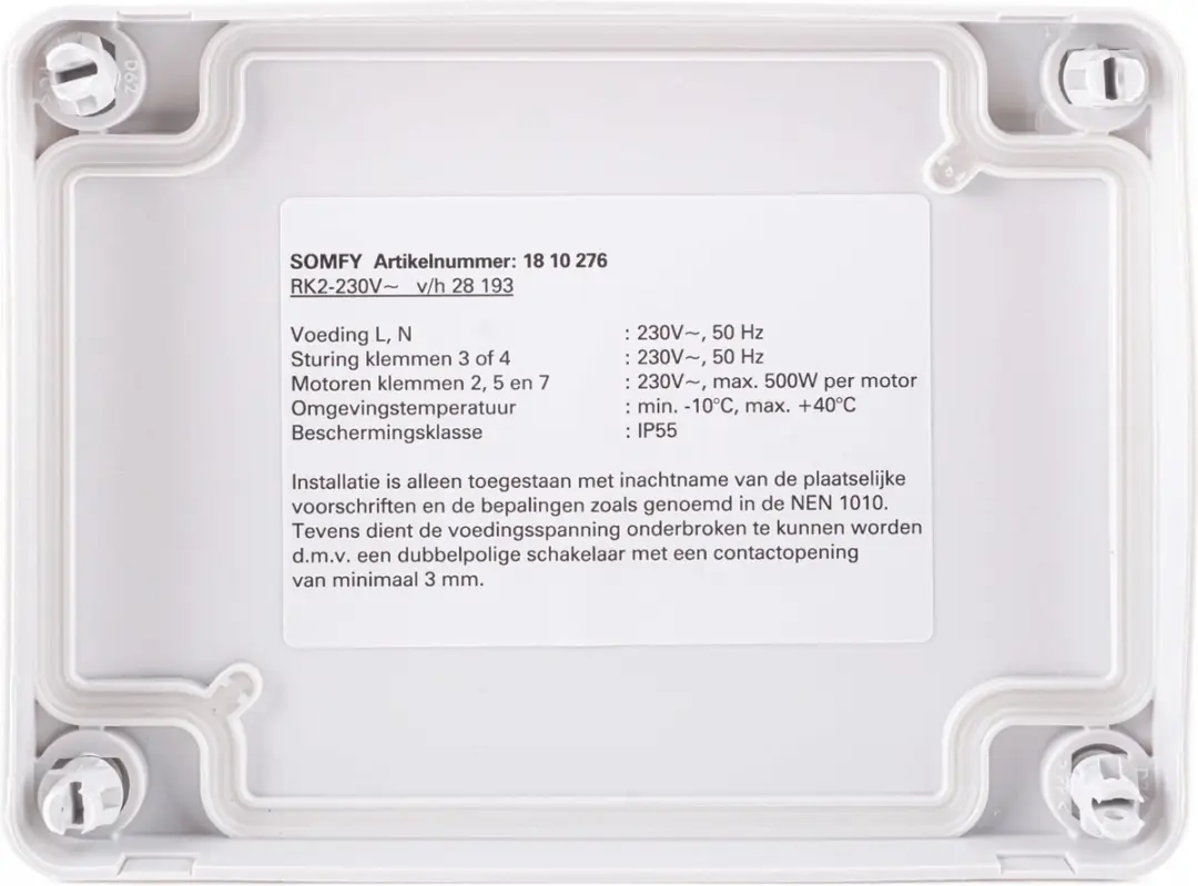 Somfy RK 2 Relaiskast - 2 Rolluiken - 300W