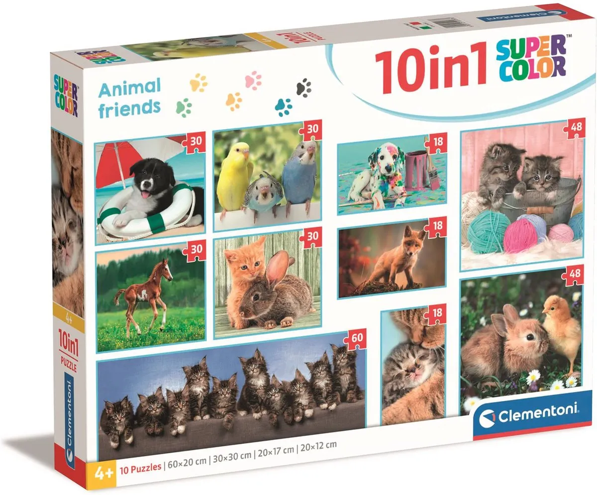 Clementoni Kinderpuzzel 10-in-1 Diverse Huisdieren - 297 Stuks - Multicolor
