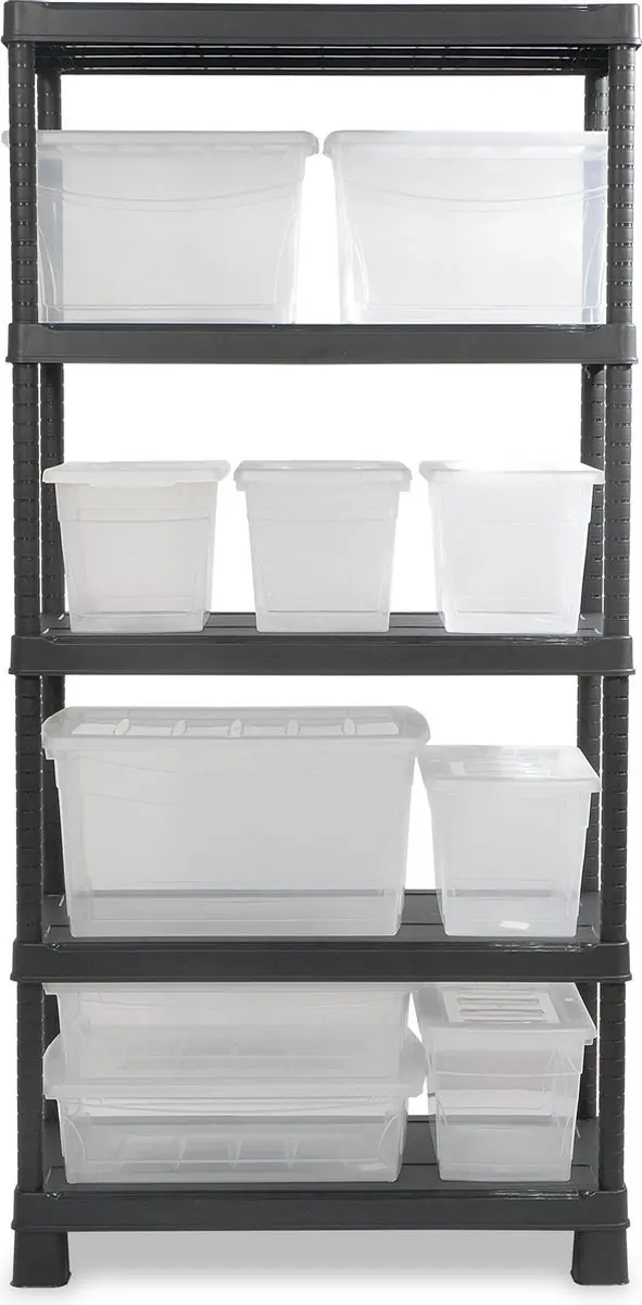 Keter Stellingkast Plus 80/5 - 5 Planken 80x40x187cm - Zwart