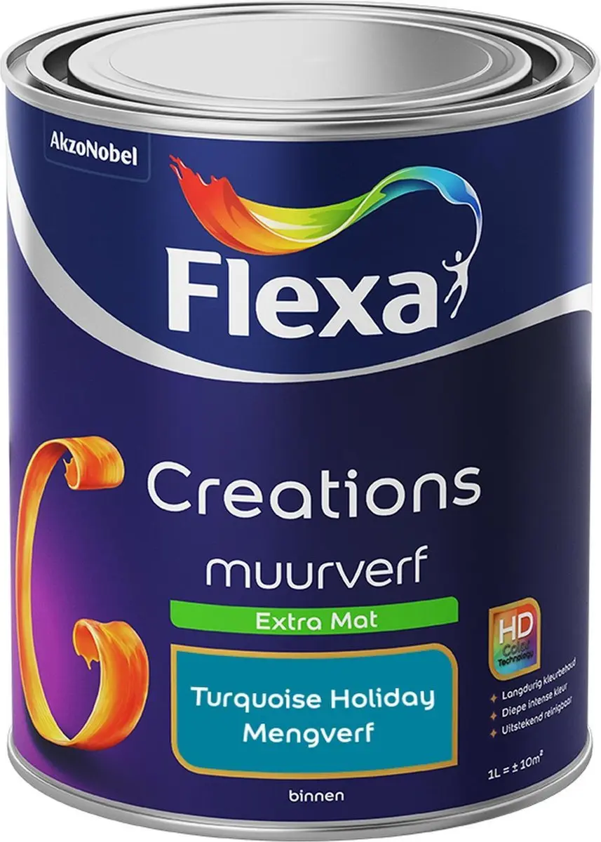 Flexa Creations Muurverf Extra Mat Turquoise Holiday 1L