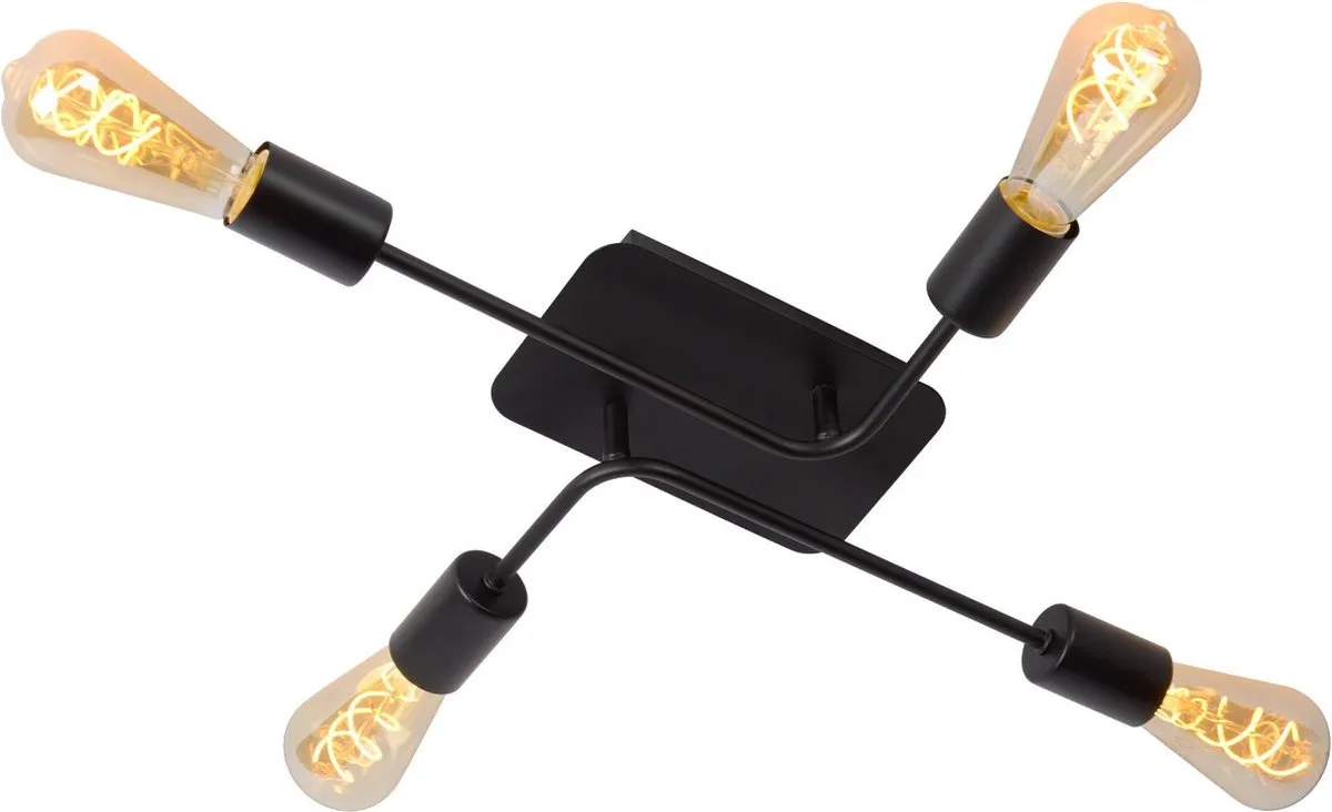 Lucide Lester Plafondlamp 4xE27 - Zwart