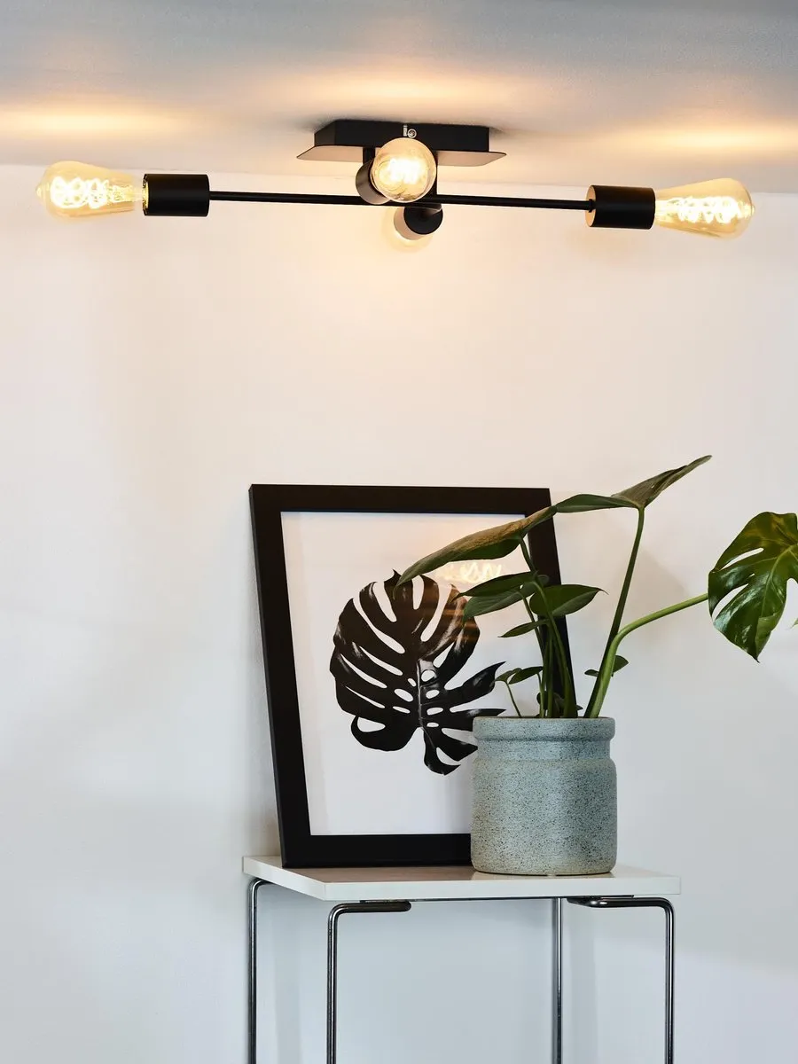 Lucide Lester Plafondlamp 4xE27 - Zwart