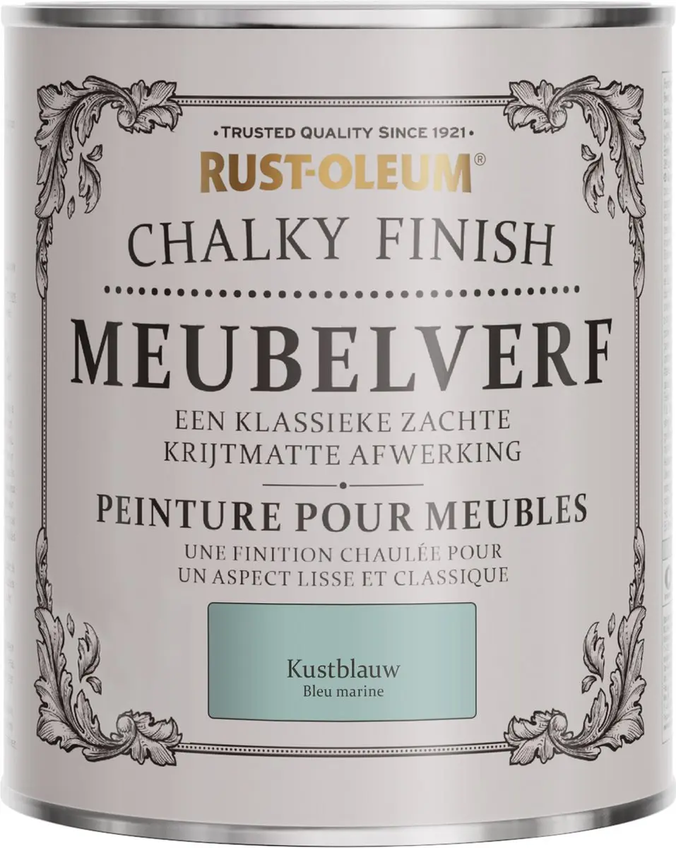 Rust-Oleum Blauw Chalky Finish Meubelverf 750ml - Kustblauw