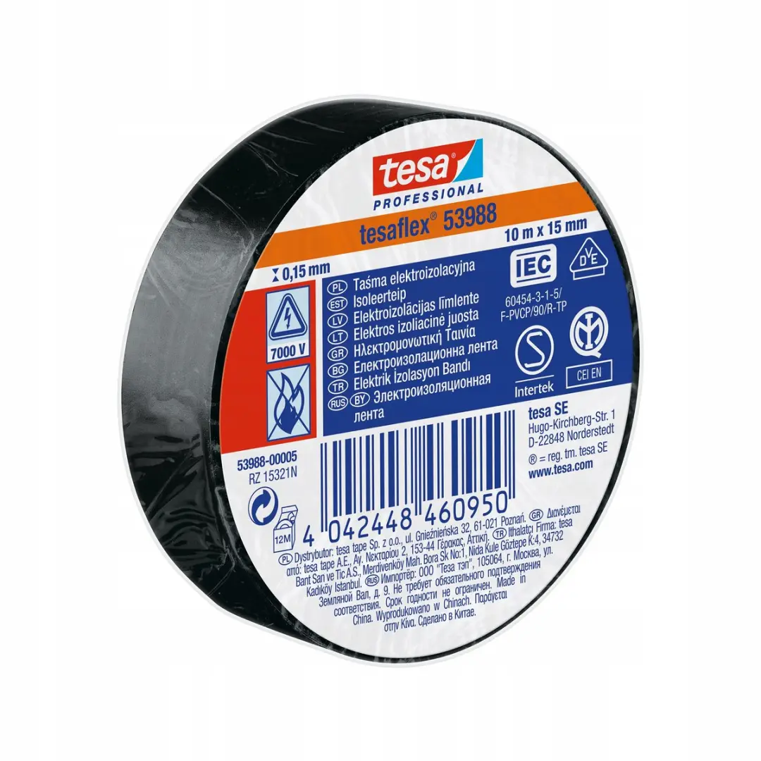 Tesa Tesaflex 53988 Idolatieband 10m x 15mm - Zwart