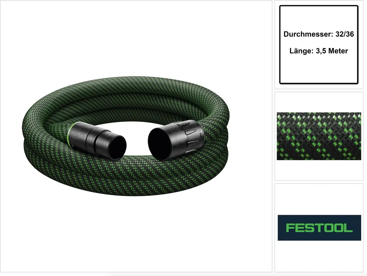 Festool D 36/32x3,5m-AS/R Afzuigslang - Groen/Zwart