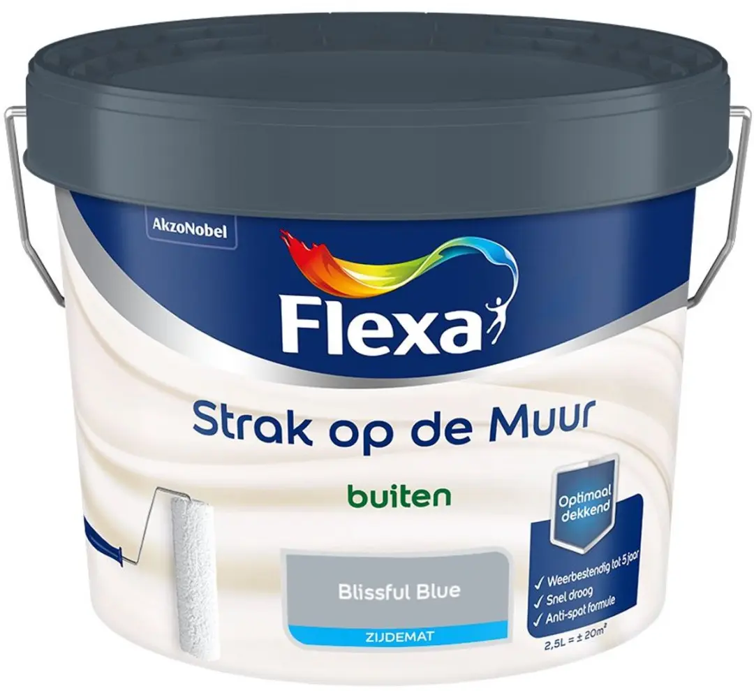 Flexa Strak Op De Muur Buiten Zijdemat Blissful Blue Mengverf 2,5L