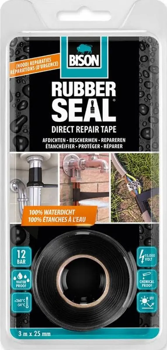 Bison Rubber Seal Direct Repair Tape 3m x 25mm