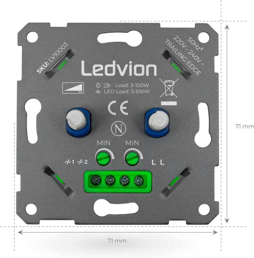 LEDVION LED Duo Dimmer 3-100W - Zwart