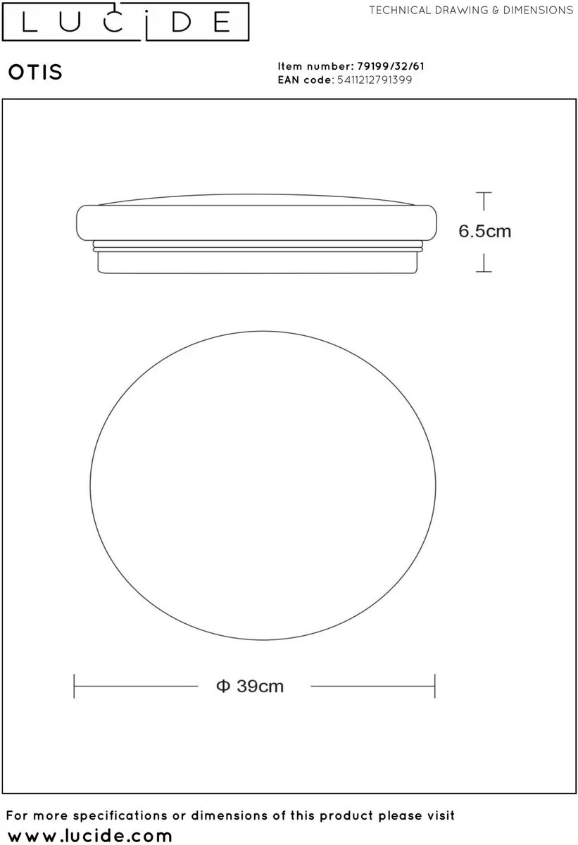 Lucide OTIS Plafondlamp Ø39cm - LED 32W 3000K - Opaal
