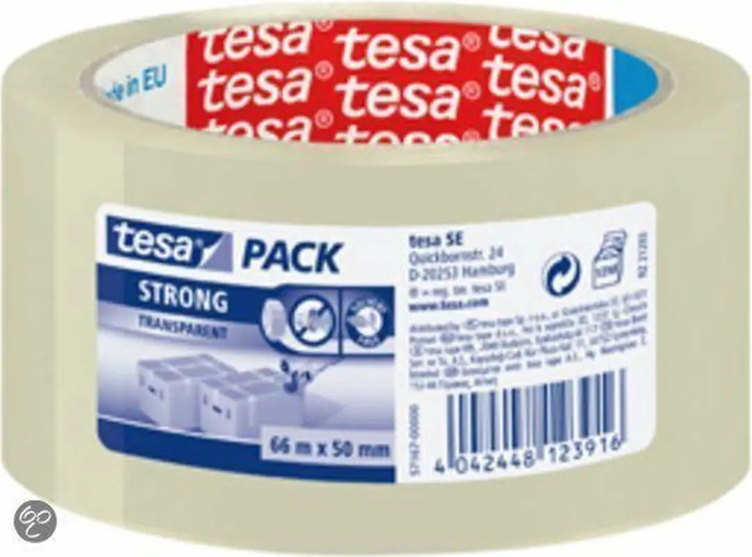 Tesa Verpakkingstape 66m x 38mm - Transparant